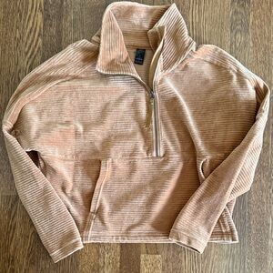 Prana Tan Quarter-Zip Sweatshirt half zip pullover camel small